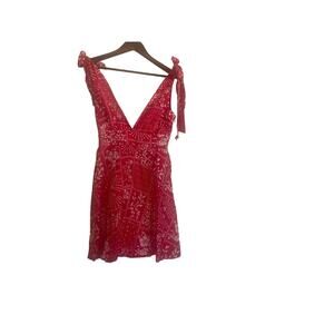 House of Harlow 1960 Deep V-Neck Tie Shoulder Mini Dress XS